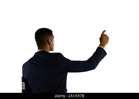 Businessman using interactive touchscreen Stock Photo