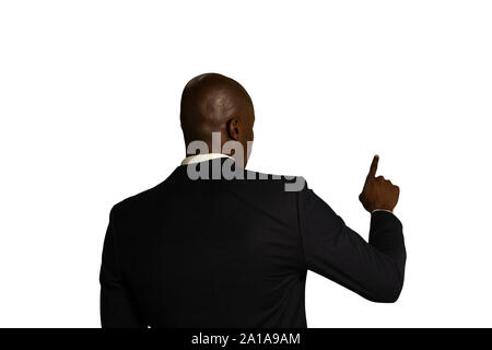 Businessman using interactive touchscreen Stock Photo