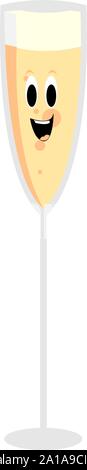 Champange glass, illustration, vector on white background. Stock Vector