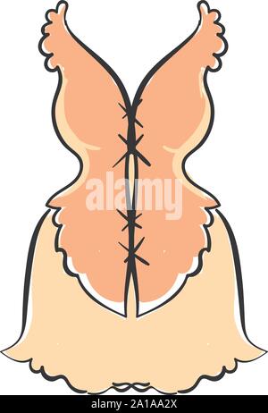 Coral dress, illustration, vector on white background. Stock Vector