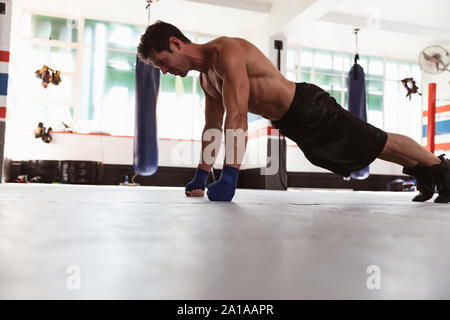 Male boxer in a boxing gym Stock Photo