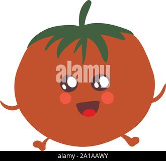 Cute tomato, illustration, vector on white background. Stock Vector