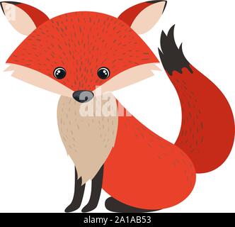 Cute red fox, illustration, vector on white background. Stock Vector