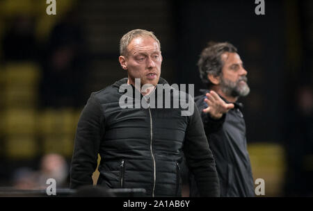 Watford, UK. 24th Sep, 2019. Swansea City manager Steve Cooper during the Carabao Cup match between Watford and Swansea City at Vicarage Road, Watford, England on 24 September 2019. Photo by Andy Rowland. Credit: PRiME Media Images/Alamy Live News Stock Photo