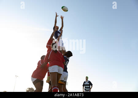 Young adult female rugby match Stock Photo