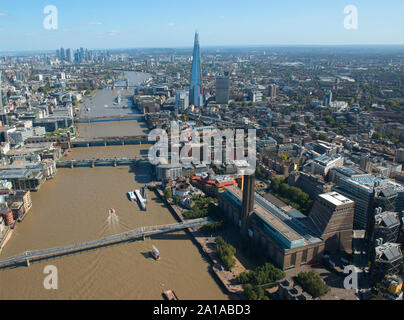 The South Bank, Southwark and The River Thames from the air. Stock Photo