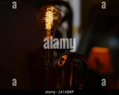 Upcycled Trumpet Lamp Stock Photo