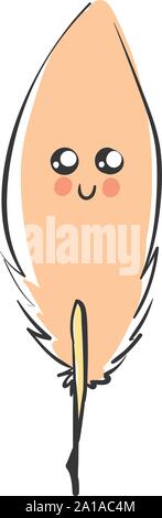Cute feather, illustration, vector on white background. Stock Vector