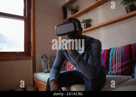 Young man in VR headset Stock Photo