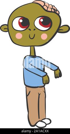 Cute zombie, illustration, vector on white background. Stock Vector
