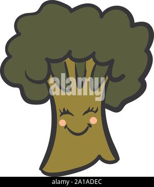 Cute broccoli, illustration, vector on white background. Stock Vector