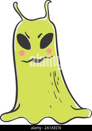 Green alien, illustration, vector on white background. Stock Vector