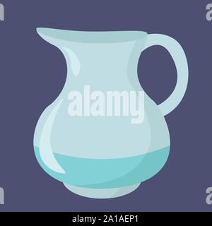 Jug with water, illustration, vector on white background. Stock Vector