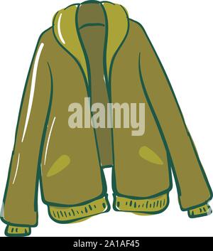 Green jacket, illustration, vector on white background. Stock Vector