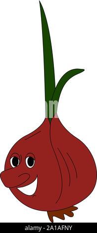 Red onion, illustration, vector on white background. Stock Vector
