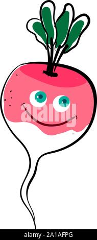 Cute radish, illustration, vector on white background. Stock Vector