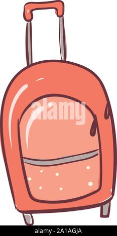 Pink suitcase, illustration, vector on white background. Stock Vector