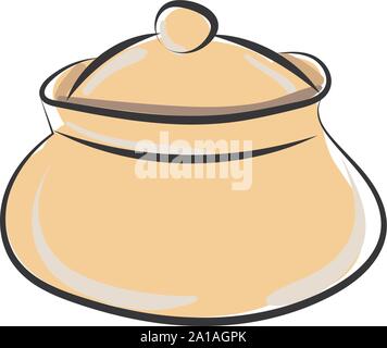 Yellow pot, illustration, vector on white background. Stock Vector