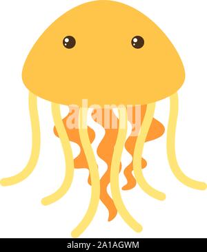 Yellow jellyfish, illustration, vector on white background. Stock Vector