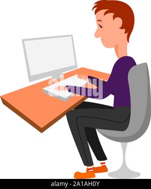 Programmer, illustration, vector on white background. Stock Vector