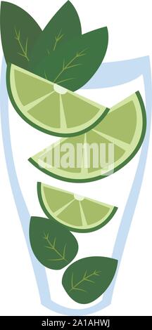 Mojito, illustration, vector on white background. Stock Vector