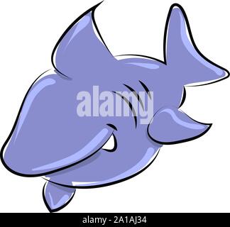 Blue shark, illustration, vector on white background. Stock Vector