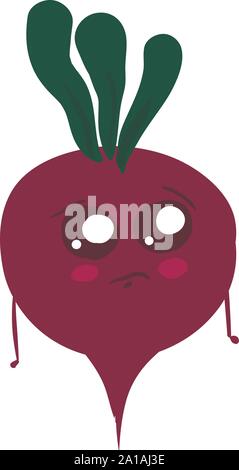 Sad beet, illustration, vector on white background. Stock Vector