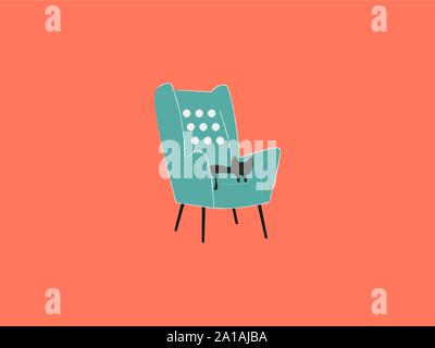 Sleeping cat on sofa, illustration, vector on white background. Stock Vector