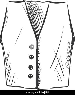 Vest drawing, illustration, vector on white background. Stock Vector