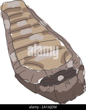 Sleeping bag, illustration, vector on white background. Stock Vector