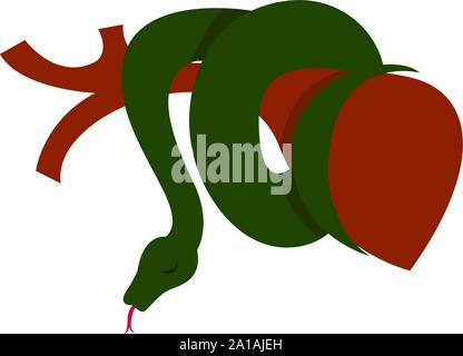 Snake on branch, illustration, vector on white background. Stock Vector