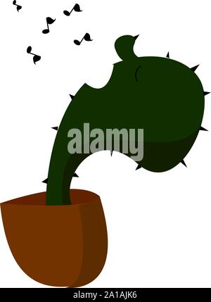 Singing cactus, illustration, vector on white background. Stock Vector