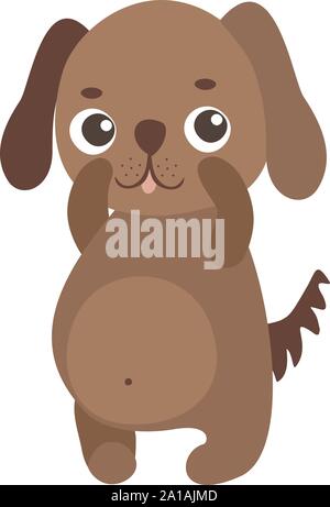 Shy puppy, illustration, vector on white background. Stock Vector