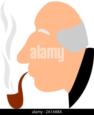 Man smoking, illustration, vector on white background. Stock Vector