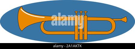 Trumpet, illustration, vector on white background. Stock Vector