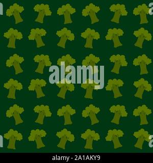 Broccoli wallpaper, illustration, vector on white background. Stock Vector