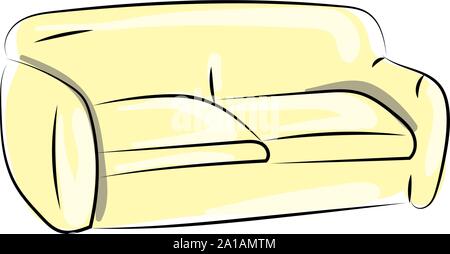 Yellow sofa, illustration, vector on white background. Stock Vector