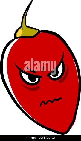 Angry pepper, illustration, vector on white background. Stock Vector