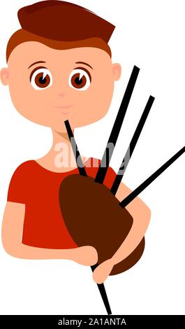 Bagpipes, illustration, vector on white background. Stock Vector