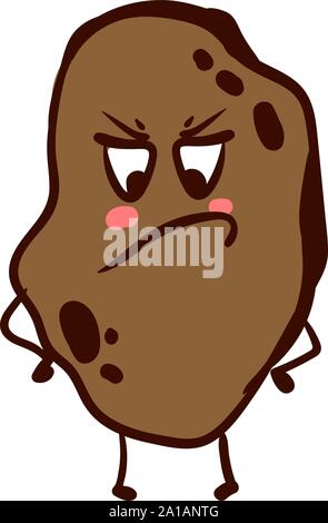 Angry potato, illustration, vector on white background. Stock Vector