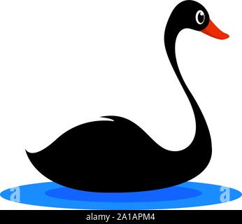 Black swan, illustration, vector on white background. Stock Vector