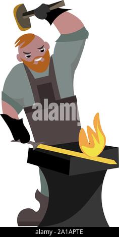 Blacksmith, illustration, vector on white background. Stock Vector