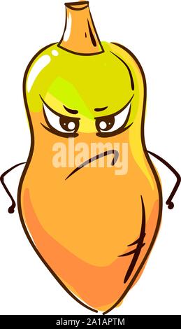 Angry papaya, illustration, vector on white background. Stock Vector