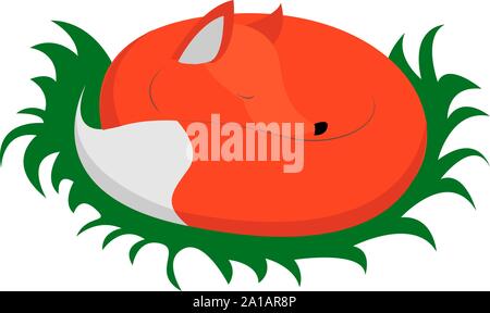 Sleeping fox, illustration, vector on white background. Stock Vector