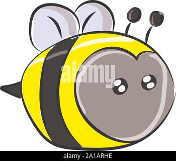 Fat bee, illustration, vector on white background. Stock Vector