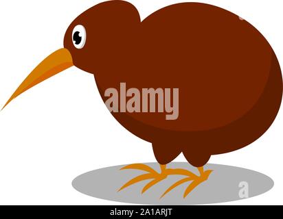 Bird kiwi, illustration, vector on white background. Stock Vector