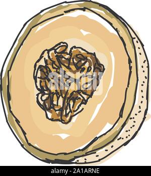 Cantaloupe piece, illustration, vector on white background. Stock Vector