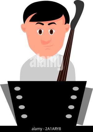 Cellist, illustration, vector on white background. Stock Vector