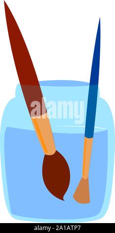 Brushes in glass, illustration, vector on white background. Stock Vector