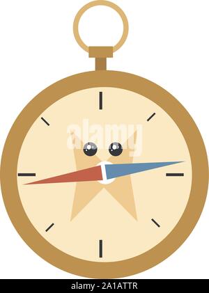 Golden compas, illustration, vector on white background. Stock Vector